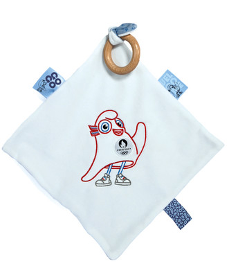 DOUDOU ET COMPAGNIE - Flaches Schmusetuch mit Holzring Maskottchen der Olympi...