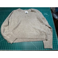 Universal Thread Womens V-Neck Sweater Oatmeal Heather Knit Pullover Size M