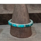 Vintage Sterling Old Pawn Harvey Era Zuni Turquoise Inlay Silver Band Ring 6.75