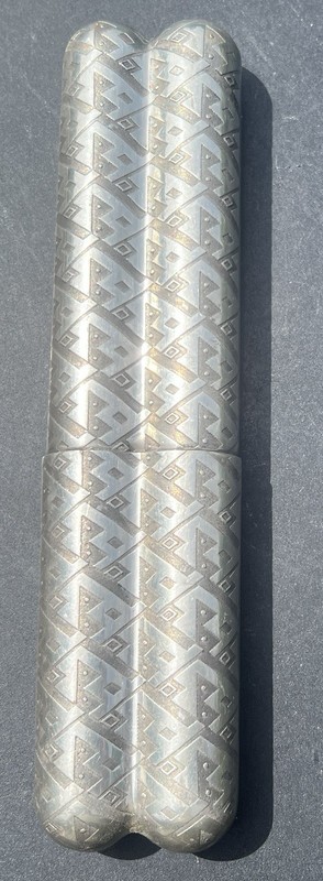 Vtg Art Deco EPC Chrome Cigar Holder Case & Liquor Flask Stash