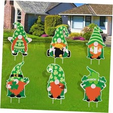 St Patricks Day Yard Signs Outdoor Decorations, 6PCS St Patrick's Day Gnome