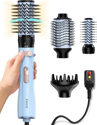 Farery Rotating Hair Dryer Brush, 4 in 1 Rotating Blow Dryer Brush Set 1000W wit