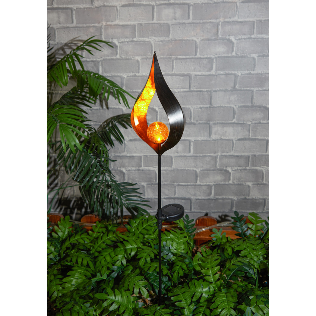 Stake Light Solar Flame Globe Outdoor LED Garden Fire Effect Waterproof