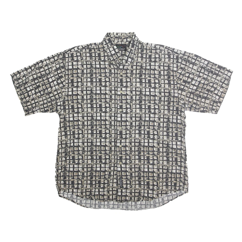 GREG NORMAN COLLECTION Hombre Negro Gris Estampado Algodón Mezcla Camisa L Botón - Imagen 1 de 4