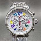 Michele CSX Carousel Chronograph Watch Women 36mm White Dial Steel Dayate NewBat