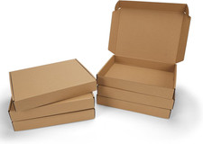 13X10X2 Shipping Boxes Set of 6, Medium Cardboard Boxes for Packaging, Brown Mai