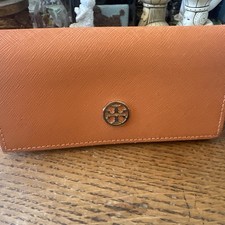 NEW TORY BURCH ORANGE AUTHENTIC SUNGLASSES EYEGLASSES LEATHER CASE - CASE ONLY