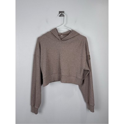Alo Yoga Women Muse Ribbed Crop Hoodie Size Small