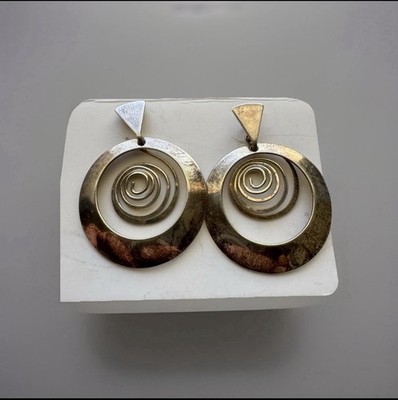 Vintage Ed Levin Modernist Spirale Sterlingsilber Ohrhänger signiert 
