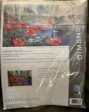 Dimensions Cross Stitch Kit Lakeside Poppies 16" x 11" #20066 NEW Other*
