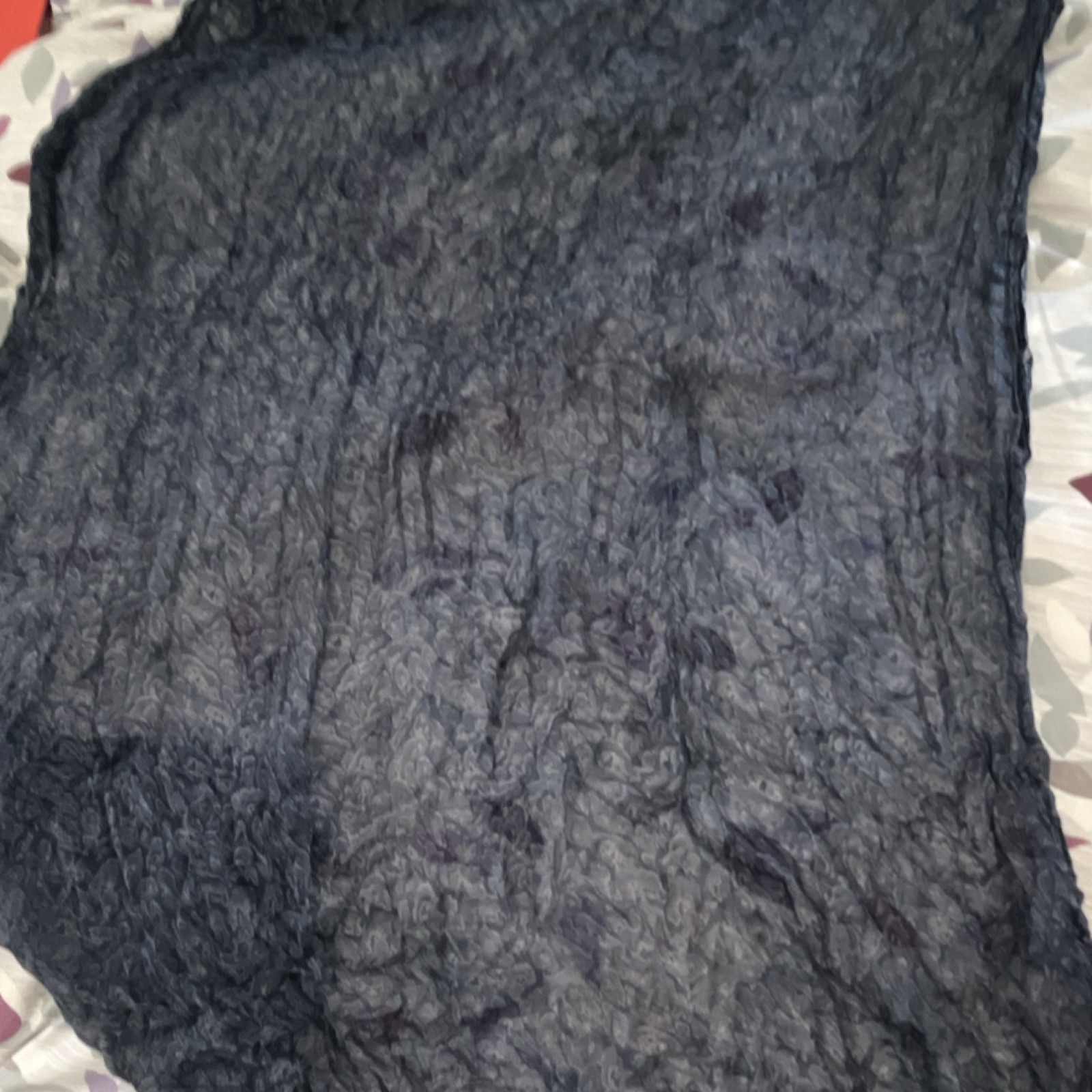 Zadig & Voltaire Blue Gray Crinkle Abstract Rectangle Scarf for Women