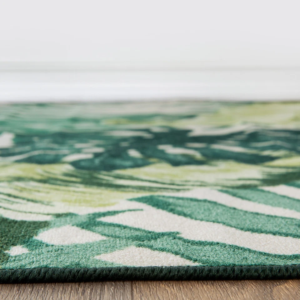 Rugshop Green Rugs Runners Tropical Floral Leaves Non Slip Rug Carpet Runner 2x7 - Image 3 of 4