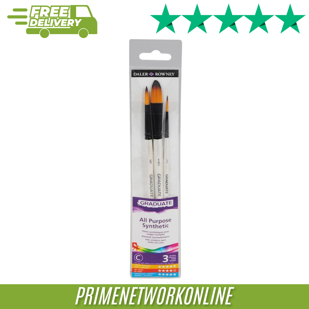 Daler-Rowney Graduate Synthetic Mixed Brush Set of 3 - 100% GENUINE NEW ⭐⭐⭐⭐⭐