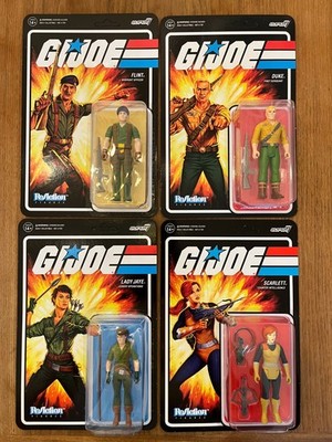 4 × G.I. Joe Super 7 Reaction. Duke, Flint, Scarlett, Lady Jaye. OVP