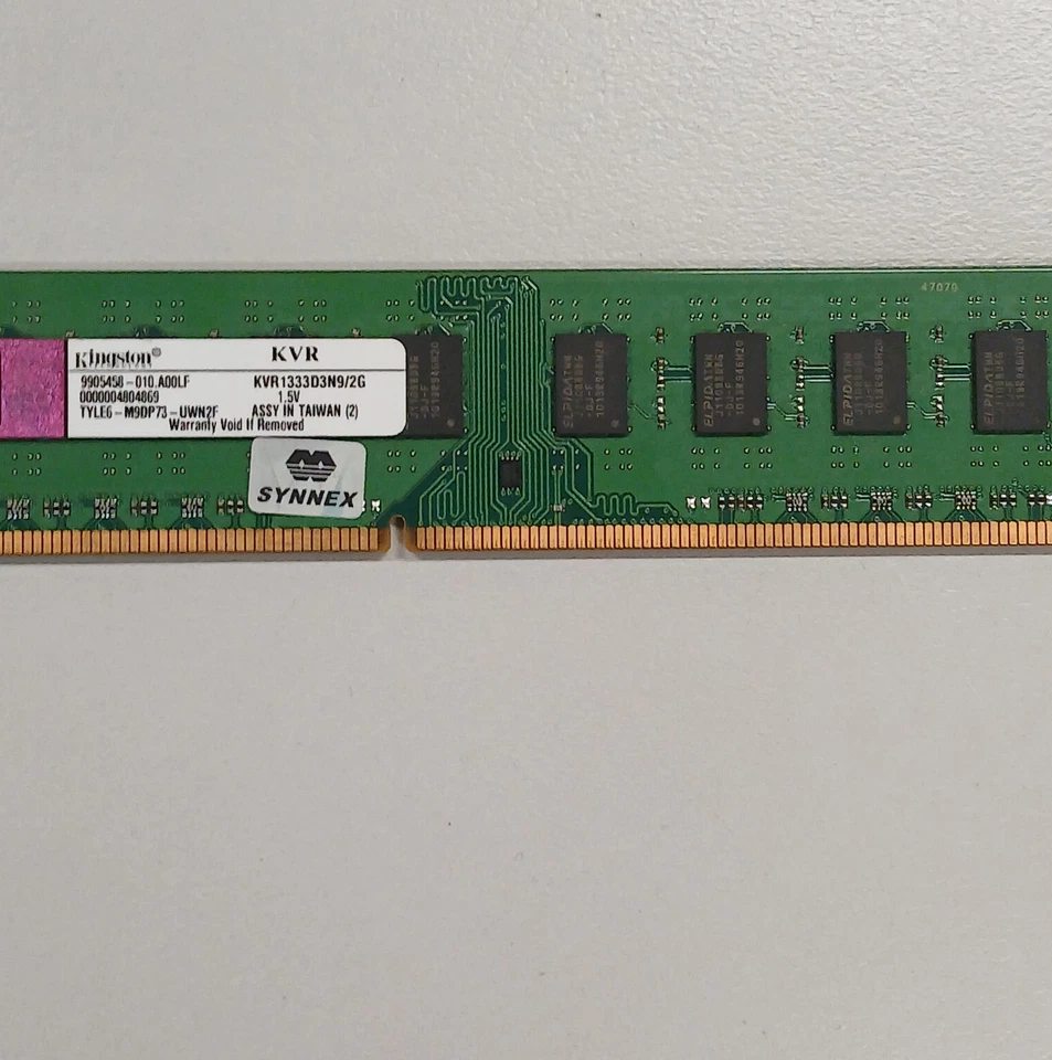 Kingston 2GB DDR3 SDRAM 2GB PC3-10600 1333MHz Unbuffered KVR1333D3N9/2G - Image 3 of 3
