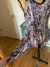SIMPLY VERA VERA WANG Women's Abstract Blue & White Handkerchief Tunic Top Sz PL