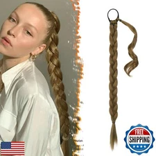 BARSDAR 26 Inch Long Braided Ponytail Extension with Hair Tie - Straight Slee