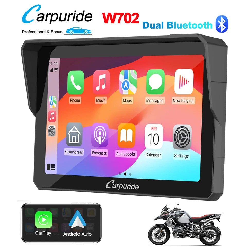 Carpuride W702 Carplay Wireless Android Auto Auto GPS Navi Motorcycle Stereo