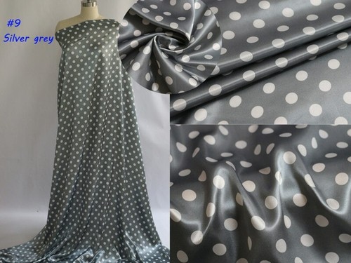 1 Yard Polka Dots Fabric Satin Charmeuse Soft Lining Scarf Diy Tissu - Picture 6 of 23