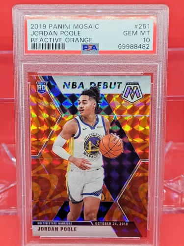 JORDAN POOLE 2019 Mosaic NBA Debut #261 RC Reactive Orange Prizm PSA 10 GEM MINT