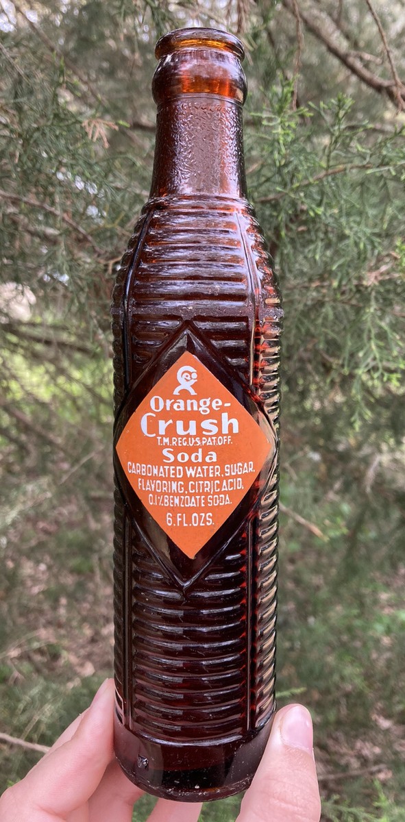 Vintage early Acl amber ORANGE CRUSH soda bottle Arkansas City