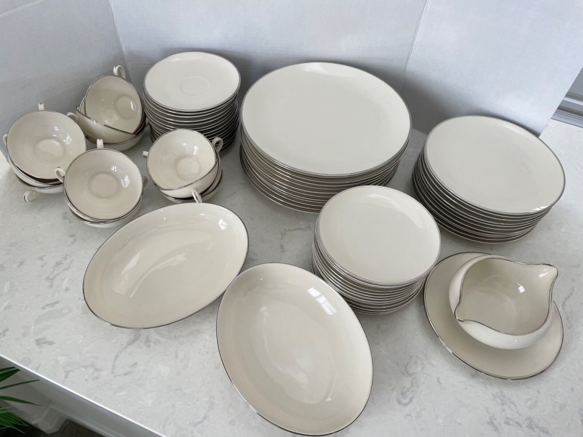 USA製フランシスカンのプレート5枚セット ミッドセンチュリー カリフォルニア VTG FRANCISCAN MASTERPIECE CHINA PLATINUM BAND 5-PIECE PLACE