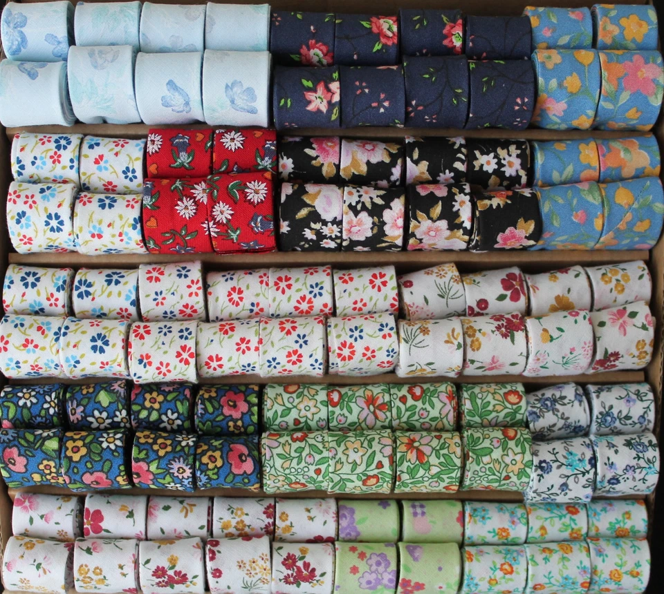 FADEN & CO Schrägband gefalzt 2 cm / 4 cm Einfassband reine Baumwolle ca. 2 Meter