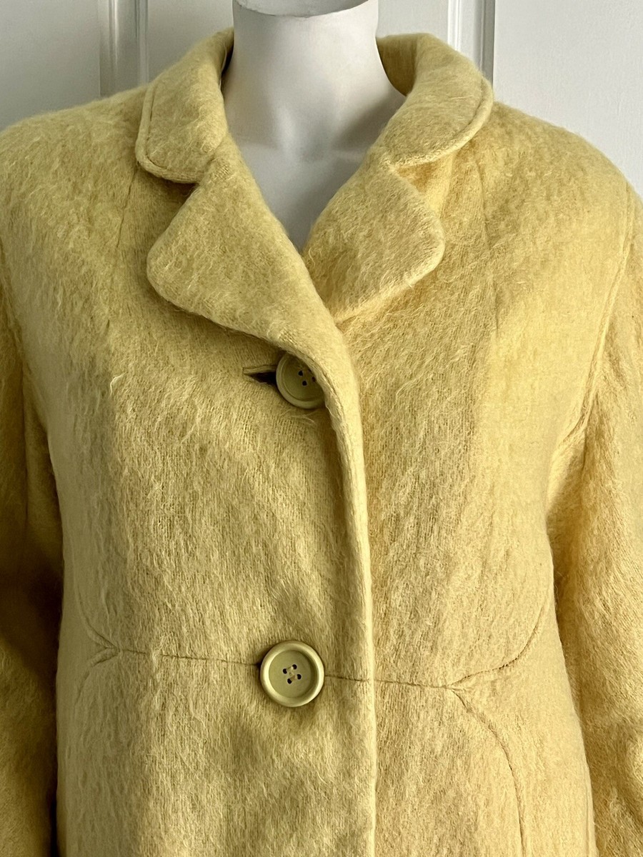 Vintage 1950's/60's Canary Yellow Mohair Coat Jacket Large