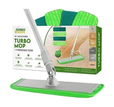 Turbo Microfiber Mop Floor Cleaning System - 18-inch Dust Mop with 4 Reusable...