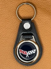 C3 BLACK PREMIUM LEATHER KEYCHAIN BLACK CORVETTE