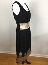 Cocktail Dress Size Small Black Gold Young Essence Little Black Dress Fit Flare