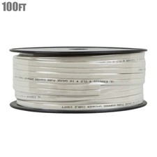 100' feet 16 Gauge AWG Pure Copper Flat 2-Conductor Speaker Wire Audio Cable