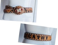 Vtg Mallory Hand Tooled Leather Belt Size 30 Floral Cowgirl Western CATHY EUC