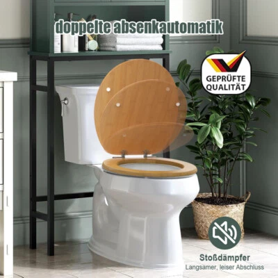SAINOS WC Sitz Toilettendeckel Soft-Close Bambus Toilettensitz MDF Klobrille