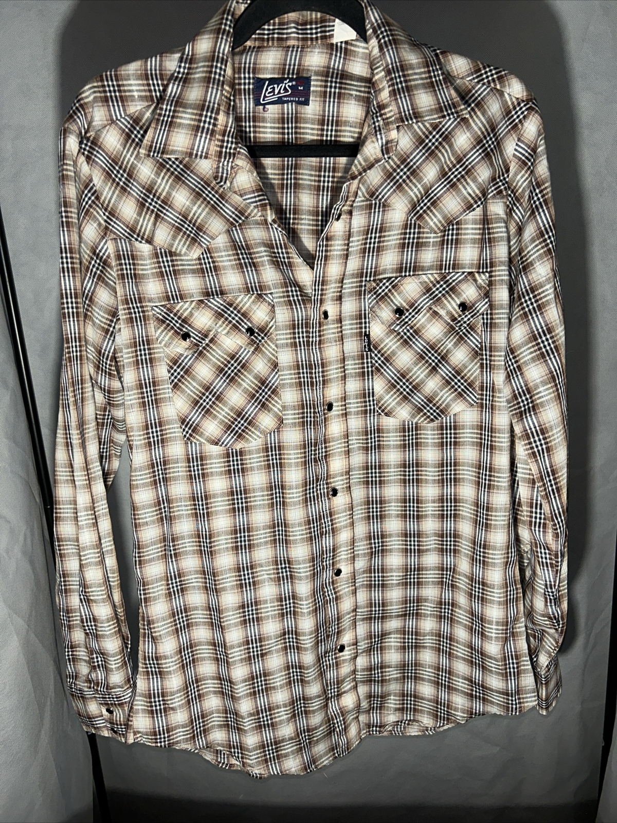 Vintage Levi’s Tapered Fit Men’s Medium Pearl Snap Rodeo Western Long Sleeve 80s