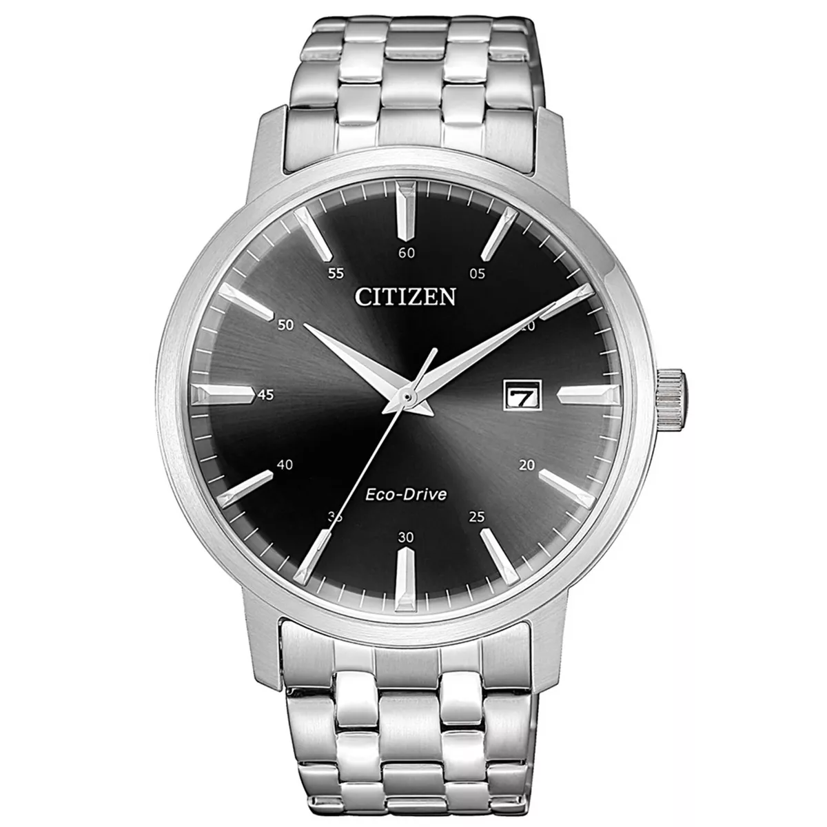 Citizen Men s Watch Eco Drive Power Reserve Black Dial Steel Bracelet BM7460 88E eBay