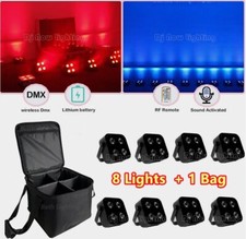 8pcs 4x12W Rgbwauv Dj Wedding Battery Powered LED Uplight Wireless Stage Light M