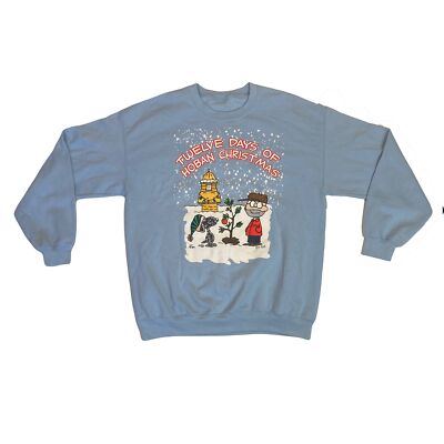 Vintage 90s 12 days of Hoban Christmas quirky USA blue crew neck Xmas sweater XL