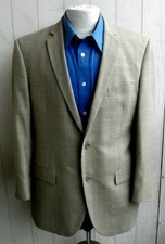 BOCACCIO UOMO Mens Tan Plaid 2-Button Double-Vented Blazer 41R