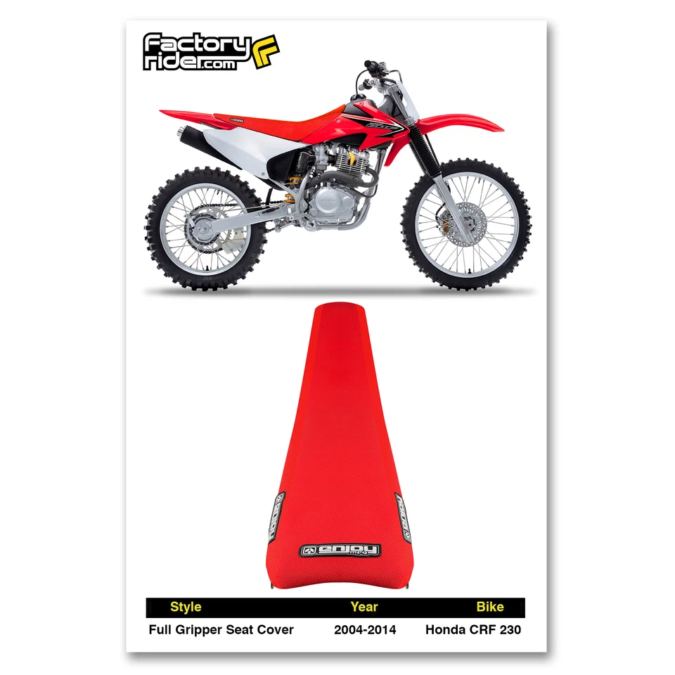 2003-2017 HONDA CRF 230 Seat Cover Gripper by Enjoy Mfg ALL RED Standard #149 - Image 3 of 4