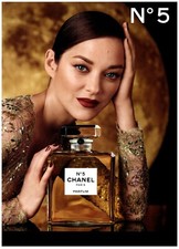 PRINT AD, 2021 Chanel No 5 Paris Parfum Model Marion Cotillard Sheer Lace Dress