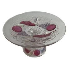 Compote Dish Plate WESTMORELAND Glass Della Robbia Fruits Small Pedestal Vintage