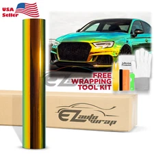 Premium Orange Green Neo Chrome Unicorn Holographic Vinyl Wrap Sticker Decal