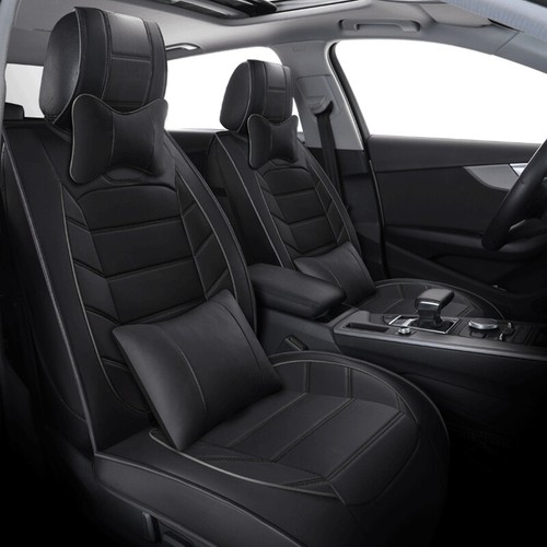 Universal 5 Seat Covers Auto Truck SUV Front & Rear Leather Full Set Protectors - Picture 43 of 48