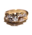 GIA 14k yellow gold .98ct round diamond engagement ring wedding band 4.2g 5.25 — photo 1