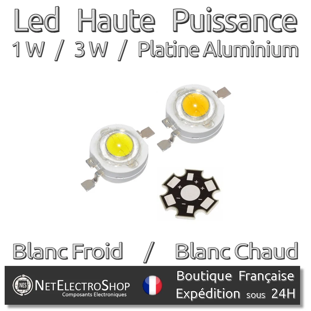 Lot De 10 émetteurs LED 3W Blanc Chaud - Haute Puissance, 2 Broches - Uxcell, Neuf