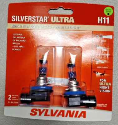 H11 Sylvania Silverstar Ultra Headlight Bulbs Twin Pack SEALED