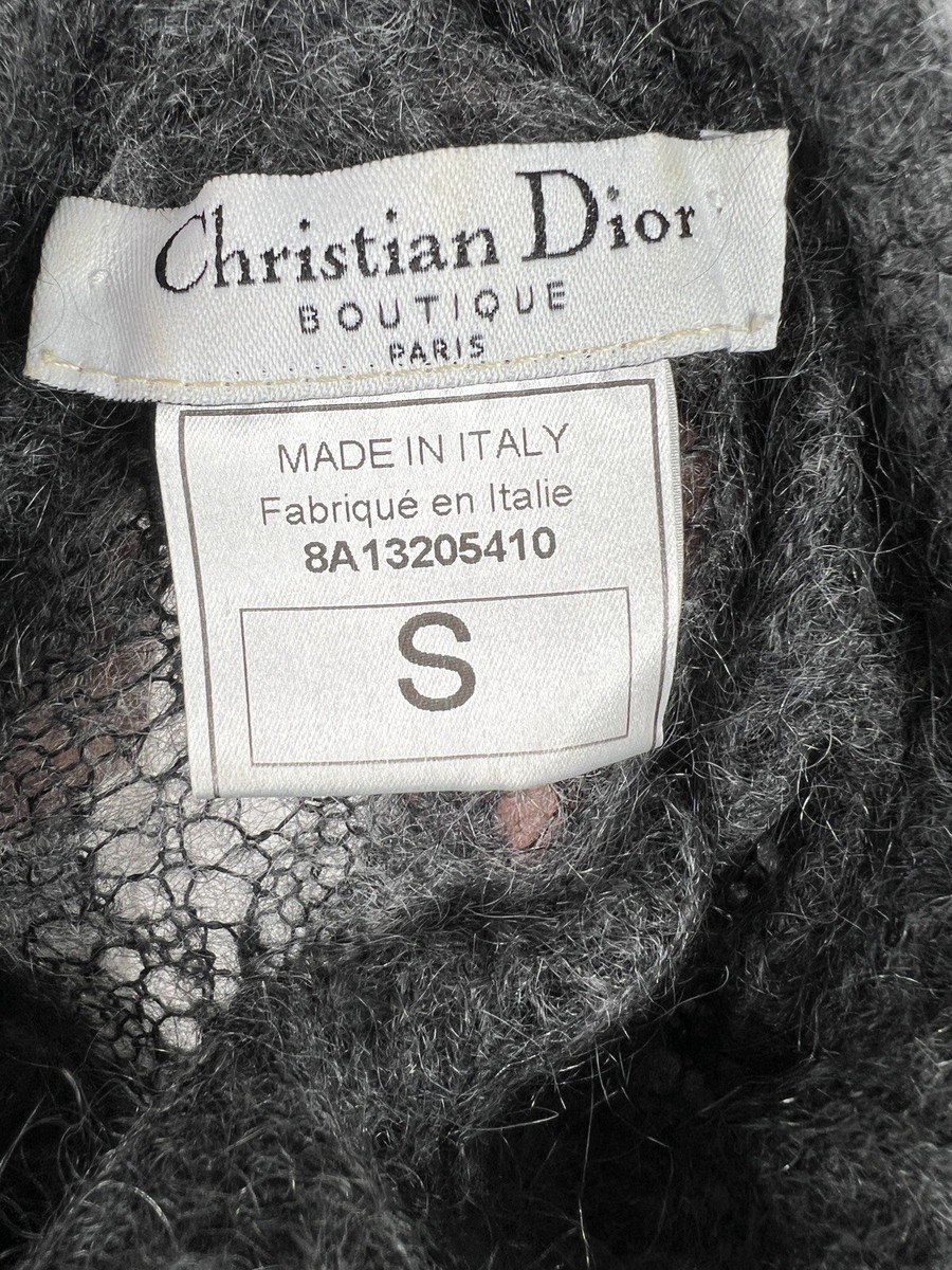 Vtg CHRISTIAN DIOR BY JOHN GALLIANO AW1998 GRAY MOHAIR KNIT TOP S