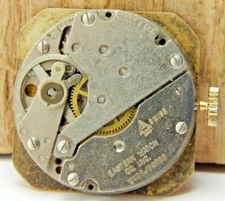 Vintage Lucerne 590 men's wrist watch movement with gemmed dial hands and crown