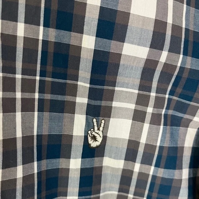 John Varvatos Shirt Mens XL Long Sleeve Button Up Peace Sign Logo Gray Blue - Image 4 of 4